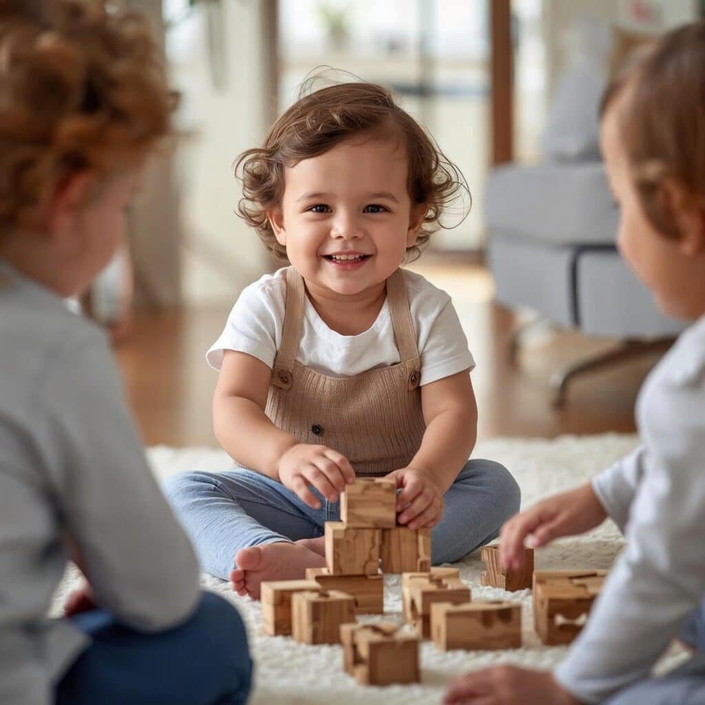 Toddler during educational play activity - parenting course for 2-3 year olds