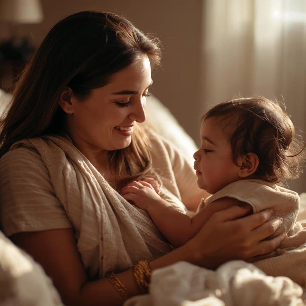 relaxed lady with now worries doing relaxing stuff with her baby